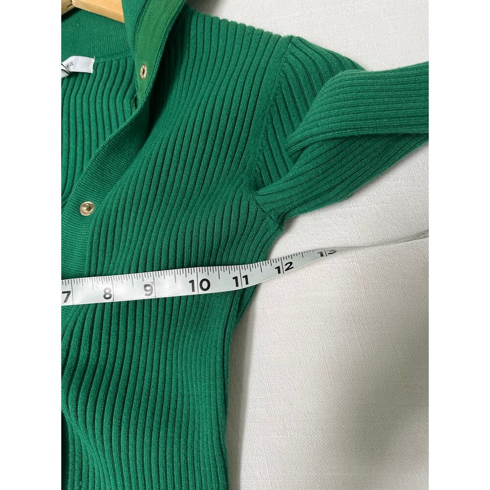REISS Rhiannon Collared Button Front Ribbed Green Mini Dress Size S - Picture 5 of 9